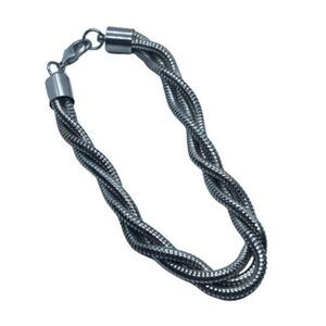 Fun, Silver Tone, 8.5", Twisted Snake Chain Bracelet - Men's, Women's, Unisex